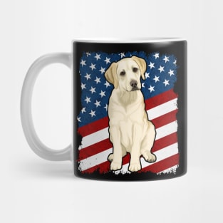 Yellow Labrador Dog American Flag Mug
